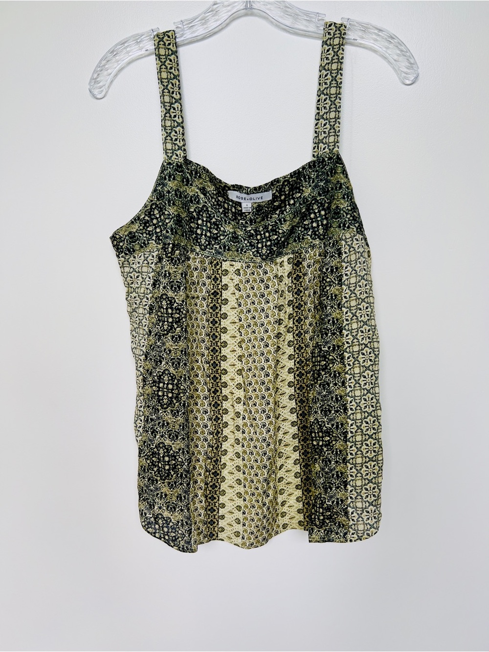 Rose & Olive  Green and Cream Patterned Camisole